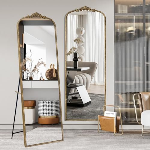 G-LEAF Antiker Ganzkörperspiegel im Barockstil, Antik-Gold,Freistehend, Wandmontiert oder an die Wand angelehnt, für Schlafzimmer, Wohnzimmer,165cm x 55cm