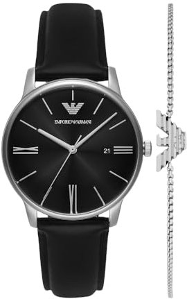 Emporio Armani Watch for Men, Quartz Movement and 42mm Case Size with Stainless Steel, Leather or Silicone Strap Graphit, 39MM