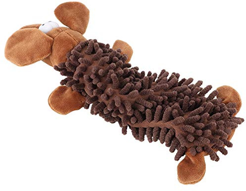 KIMISS Plush Mop Dog Toy for Chewing | Soft Dental Care Toy for Pets | and Funny Dog Plush Toy for Teething & Playtime | Best Puppy & Dog Chew Toys (Brown Dog)