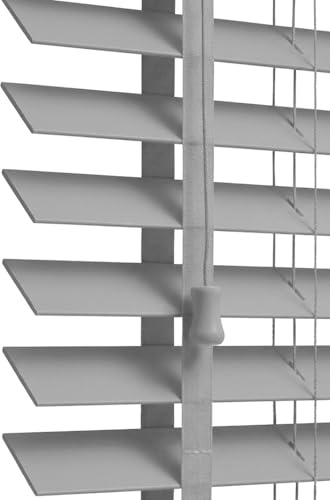Ruby Deals Faux Wood Window Venetian Blinds with Tape - 50mm slats Trimmable Easy Fit Home Office Grey Window Blinds (45W x 150H cm)