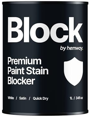 Hemway – Stain Blocker Paint – Satin White 1L | Indoor Stain Blocking Damp Proof Paint for Bathroom, Kitchen & Bedroom Walls & Ceilings | Easy to Apply, Quick Dry & High Coverage | 1 Pack
