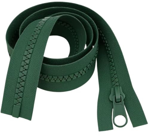 22 (56cm) Bottle Green Chunky Zip - Heavy-Duty Open-Ended Separating | #5 moulded resin plastic teeth, Replacement zipper for jackets, hoodies, fleeces & bags, Smooth slider, washable