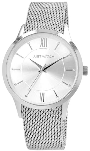 Just Watch Damenuhr, Milanaisearmband, Edelstahl, silberfarben