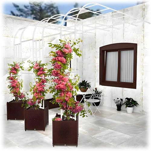 Arche de jardin pour plantes grimpantes - Treillage en métal - Pergola semi-circulaire - Décoration pour fêtes - 240 cm de hauteur - Blanc - 60 x 240 cm (l x H)