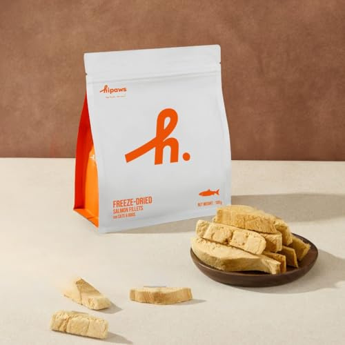 Hipaws All Natural Salmon Fillets Freeze-Dried Cat Treats Toppers 100g, Fresh Salmon Fillets Dog Treats; Freeze Dried to Protect Nutrition and Rich Protein, Easy Digestion for Cats and Dogs