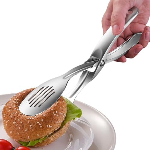 Huakai Kitchen Metal Tongs, 304 Stainless Steel Scissor Tongs