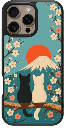 Case Collection Japanese Cat for iPhone 16 Pro Case, Fuji Cats | 10ft CoreShock Drop Protection, MagSafe Compatible with 1600g Magnet Hold, Glossy Finish Print, Microfibre Lining, Gift Box