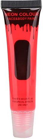 Peinture d'art corporel fluorescente, fête Halloween Cosplay, maquillage pour le visage, peinture brillante (Rouge)