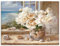 ARTLAND Wanddeko Leinwand Bilder Wandbild 120x90 cm Fensterblick Fenster Strand Meer Küste Muscheln Maritim Stillleben K7BB