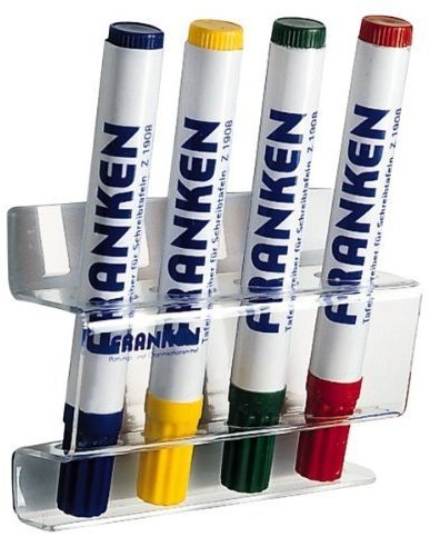 Franken Z1703 Kombi Marker Mag Write, 4 Stück, magnet und Wischer, farblich sortiert mit Whiteboardmarker-Halter Z1981 für 4 Boardmarker, Acryl