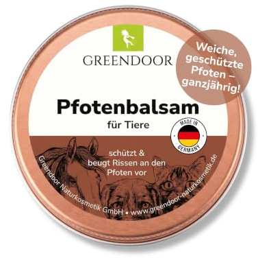 GREENDOOR Pfotenbalsam Hund 100 ml I Schlecksichere Pfotenpflege für Hunde & Katzen I Veganer Pfotenschutz gegen Streusalz, Hitze & Hundepfoten im Winter sowie Sommer I Wasserfreier Pfotenbalsam