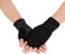 JISEN Men Sunscreen Fingerless Cotton Gloves UV Protection Driving Polyester Mittens A-Black