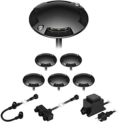 ledscom.de LED Boden-Aufbau-Leuchte Bunda, 4-flammig, für außen, schwarz, befahrbar, warm-weiß, 6er Set