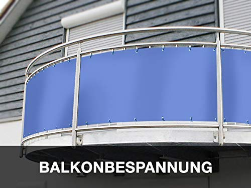 Balkon Sichtschutz - Maßangefertigte Balkonumrandung aus PVC/LKW-Plane | Blick – und Winddicht | Extrem Robust (90cm x 380cm, Grau RAL7042)