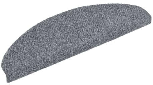 vidaXL Stair Mats Self-adhesive 15 pcs 65x21x4 cm Light Grey Half Round