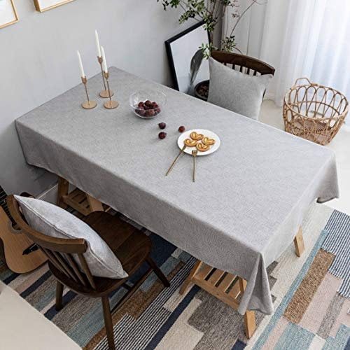 Home Brilliant 6ft Table Cloth, Solid Checker Tablecloth, Table Covers for Party Indoor Outdoor, Tablecloths for Dining Table, 132x183 CM, Light Grey