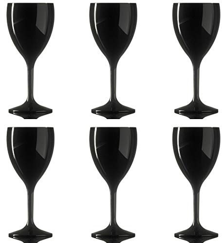 Elite Premium Polycarbonate Wine Glass Black - Pack of 6