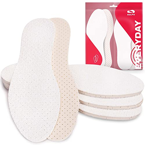 SULPO 4 Paare Barfußsohlen aus 100% Baumwolle Frottee mit Latexdämpfung, Einlegesohlen gegen Schweißfüße für frische Füße Schuheinlagen Deo Einlagen für Damen und Herren (40)