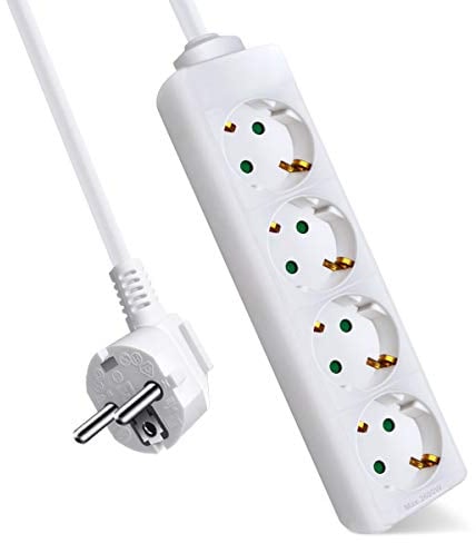 ExtraStar 4-Fach Steckdosenleiste mit Kindersicherung, 5m Kabel, IP20,16A, 3680W,Weiß