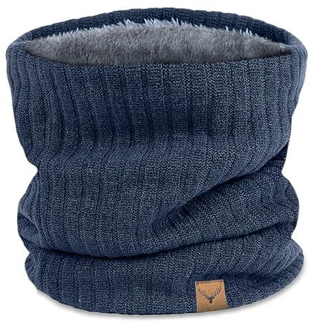 NEOLA Winter Neck Warmer - Thermal Knitted Snoods Windproof Fleece Lined Circle Scarf Soft Warm Neck Gaiter Gifts for Mens Cycling Skiing Motorcycle