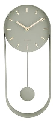 Karlsson Wanduhr Pendulum Charm - Dschungel Grün - 50x20x4,8cm | Rund - skandinavisch - Stahl - Wanduhr Modern Wohnzimmer - Wanduhren