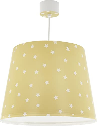 Dalber Lampe kinderzimmer, kinderlampe Pendelleuchte Hängelampe, Deckenleuchte Kinder, Deckenlampe kinderzimmer Star Light Sterne Gelb, 82212A, E27