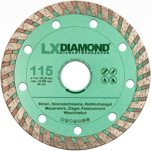 LXDIAMOND Diamant-Trennscheibe 115mm x 22,23mm Diamantscheibe Betonscheibe für Stein Beton Mauerwerk 115 mm passend für Winkelschleifer Mauernutfräsen Schlitzfräsen - in Premium Qualität