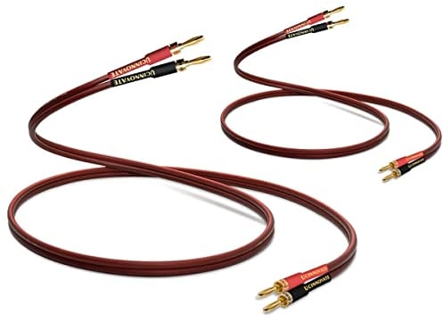 WOWLED Lot de 2 câbles de haut-parleur HiFi OFC haut de gamme en cuivre pur OFC avec fiche banane, fiches bananes plaquées or de 4 m, 600 brins, 14 AWG, système HiFi, Home Cinéma