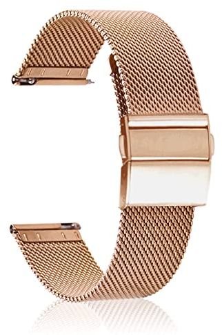 CeiBand Bracelet de Montre Métal pour 20MM 22MM Bracelet de Montre en Acier Inoxydable Réglage Rapide 22MM 20MM Bracelet de Remplacement pour Homme Femme - Or Rose