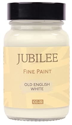 Guild Lane Jubilee Furniture Paint - Old English White 60ml - Chalk Paint Alternative for Wood, Metal, Glass & More - Durable, Water-Based, Soft Sheen Finish - No Primer or Wax Needed