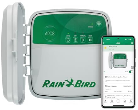 Rain Bird ARC8 Temporizador/controlador WiFi de riego inteligente para interiores y exteriores, 8 zonas/estación, certificado EPA WaterSense, compatible con Alexa