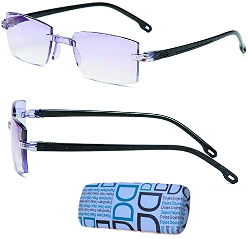 Presbyopic Glasses Far and Near,Color Glint Sapphire Reading Glasses,Progressive Dual-purpose-lesebrille Mit Hoher Härte Und Antiblau-licht,Progressive Fern- und Nah-Lesebrille,Mit Brillenetui (+3.50)
