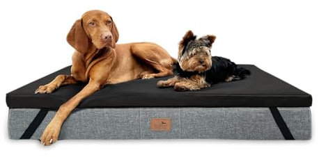 tierlando® Ortho-Topper Kunstleder | Orthopädische Matratzenauflage für Hundebetten pflegeleichter Bezug antiallergischer nachhaltiger Matratzenschoner Größe: 100x80cm | Farbe: 03 Schwarz