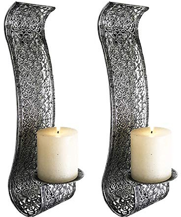 Mojawo Hochwertige Design Wandkerzenhalter aus Metall für Stumpenkerzen und Teelichter 2/3-teilig, Model:MWK1005