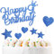 Yiran 7Stück Happy 9th Birthday Cake Topper Kuchendeko Dekoration. Doppelseitig Geburtstag Jungen und Mädchen Blau Tortendeko 9 Geburtstag Mit Herz Stern Glitter Cake Topper für 9 Geburtstag