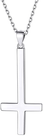 Supcare 925 Sterlingsilber Kreuz Anhänger für Herren Jung Kreuz Kette Satan-Anhänger umgekehrt Kreuzkette Halskette Gebet Eisernes Kette Petruskreuz Anhänger Cross Necklace Schmuck für Valentinstag