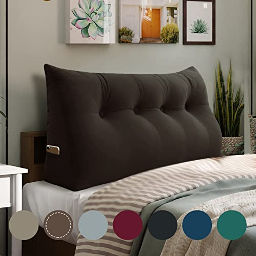 BNCKTRD Kopfende Großes Rückenkissen Bequemes Lesekissen und Rückenteil im Bett Rückenlehne Kopfkissen Langes XXL Kissen für Sofa, Couch, Wandkissen Polster Samt Braun 120cm
