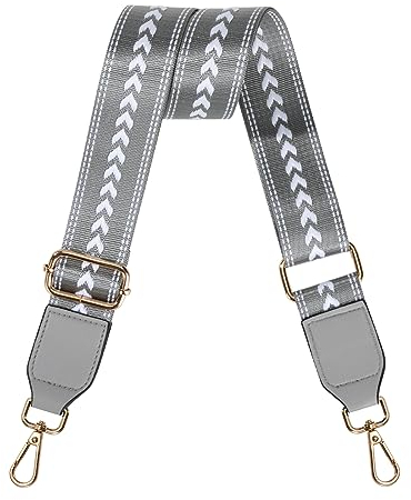 Schultergurt Verstellbarer Taschengurt 3.8cm Breit Schulterriemen Ersatz Umhängegurt mit Gold Metall-Drehschnalle Taschenriemen für Schultertasche, Tragetasche, Handtasche (Grau)