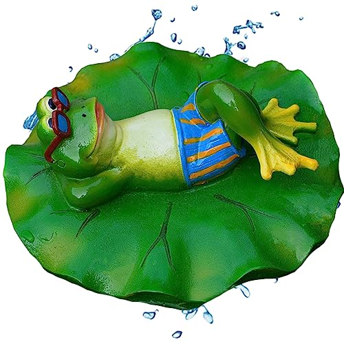 Tuzsocr Schwimmende Tierbadewanne, Mini-Teich, dekorativ, Frosch, schwimmend, Ornament, Lotusblatt, Kunstharz, für Haus, Garten, Fischtank, Teich, Pool, Aquarium (Stil 4)