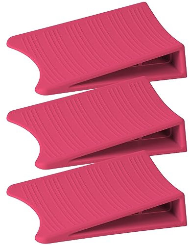Optish Original Patented Door Stoppers for Bottom of Door, Non Slip Rubber Doors Stop, Doors Wedge for Carpet, Hardwood and Tile (3 Pack, Pink)