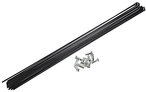 QUARKZMAN 12 Stück 14G J Kurve 295 mm Speichen mit Nippeln für Fahrrad, Schwarz
