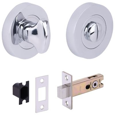 HANDLEZONE® Bathroom Toilet Door Thumb Turn and Release Deadbolt Kit - Polished Chrome - 76mm Bolt with 57mm Backset