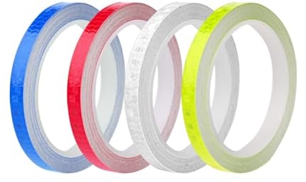 simarro Reflektierendes Klebeband, 4 Rolle Reflektorband Selbstklebend 10mm x 8m Wasserdicht Warning Tape Aufkleber Warnklebeband Sicherheitsband Hohe Intensität Reflektor Warnband für Straße Fahrräd