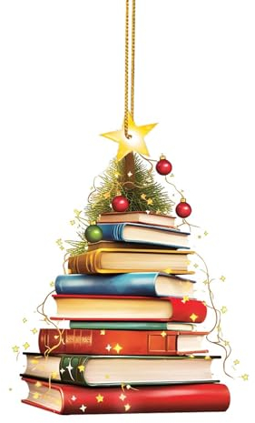 Yunyahe Christbaumschmuck Weihnachtsdeko Weihnachtsbuchliebhaber geformter Acryl-Weihnachtsanhänger zum Aufhängen, Weihnachtsbaum-Anhänger zum Aufhängen Christbaumkugeln (C, 8x5x1cm)