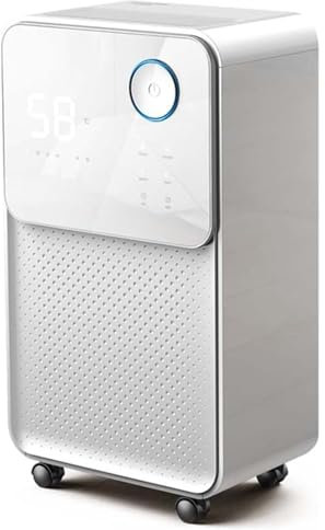 Deumidificatore 24L, Deumidificatore E Purificatore D'Aria 2 in 1 Con Timer 24 Ore, Sbrinamento Automatico, Ionizzatore, Deumidificatori A Drenaggio Continuo Per Il Bagno Di Casa