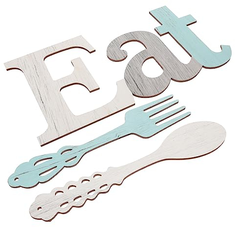 LIFKOME 3pcs Wooden Spoon Fork Wood Chips Single Sided