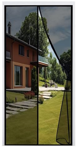 Zanzariera Magnetica Porta Finestra Tenda Anti Zanzare, 205x250cm, Adsorbimento Magnetico L'aria può Circolare Liberamente per Finestre A Battenti, Nero