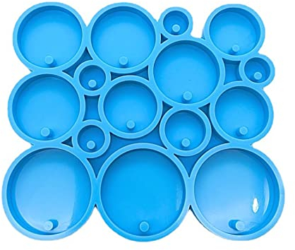 LUCKGONI Moldes redondos de resina para llavero, de silicona, moldes de fundición de resina epoxi con agujero para hacer llaveros para manualidades