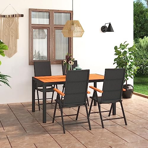 ShCuShan 5-TLG. Garten-Essgruppe GartenmöBel Set Outdoor Furniture Garten Essgruppe Gartentisch Mit StüHlen Set Schwarz und Braun 3060078