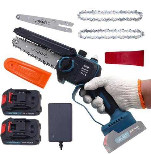 Kettensäge, Elektro-Kettensäge mit Akku, Tragbare Mini-Kettensäge für Baumzweige, Hof, Haushalt, Garten und Heimwerker (2-Batterien, hocheffizienter bürstenloser Motor)